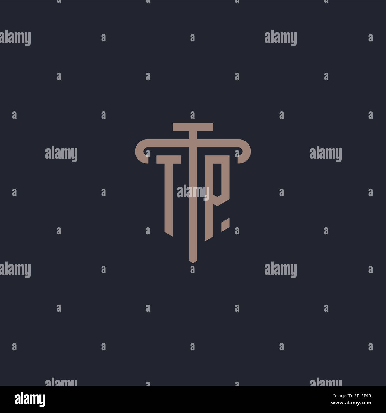 TP initial logo monogram with pillar icon design vector Stock Vector
