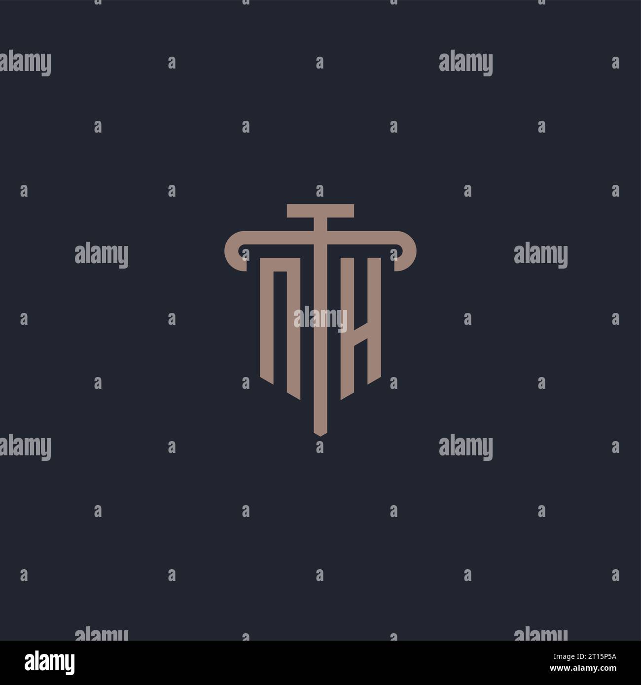 NH initial logo monogram with pillar icon design vector Stock Vector