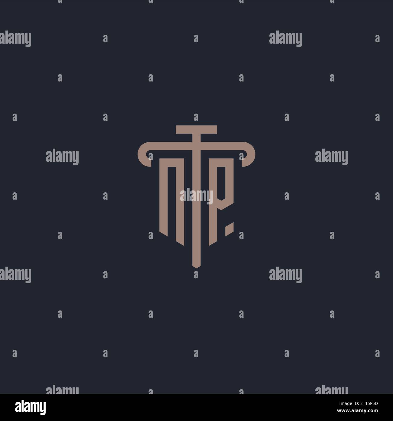 NP initial logo monogram with pillar icon design vector Stock Vector