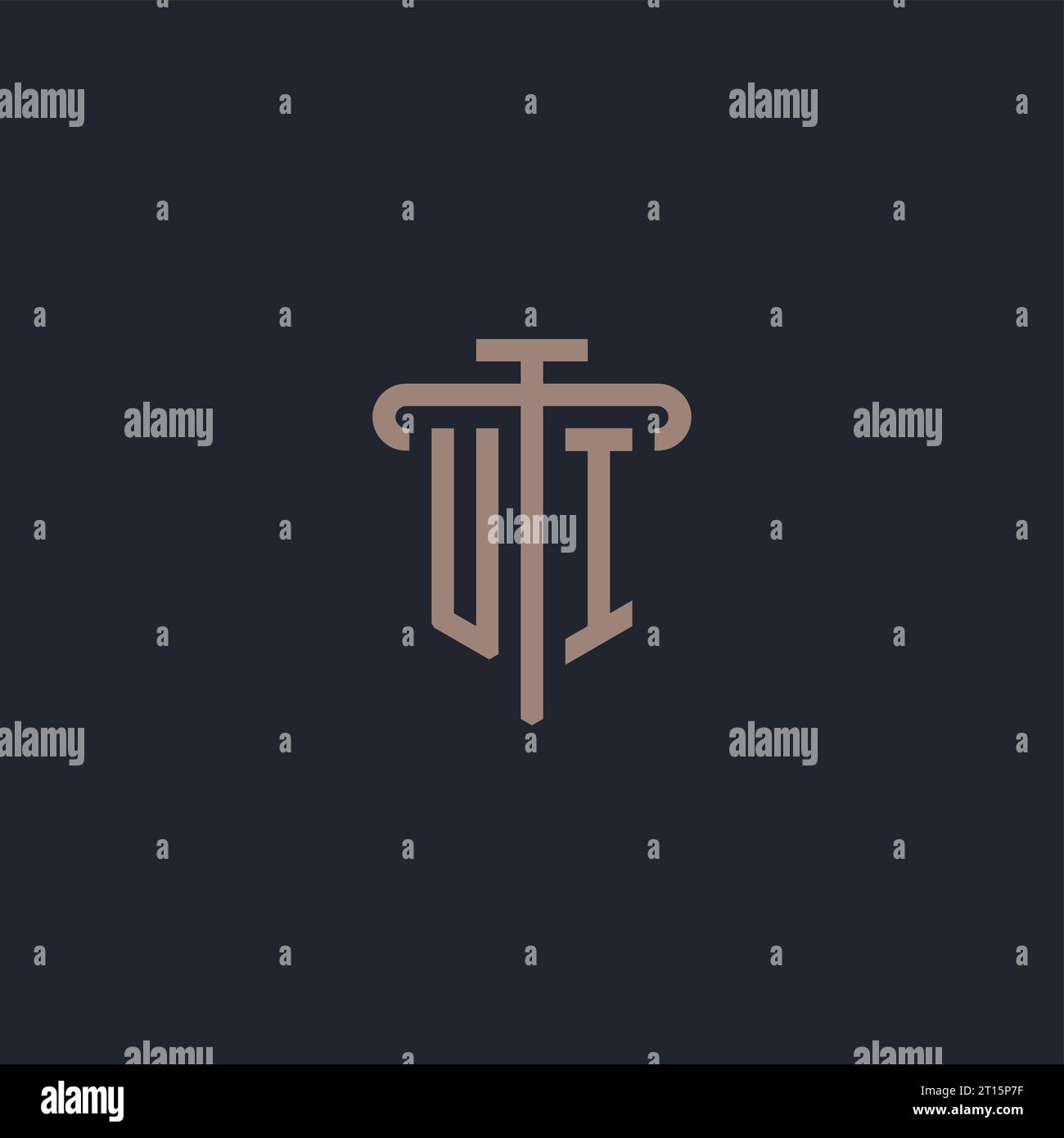 UI initial logo monogram with pillar icon design vector Stock Vector