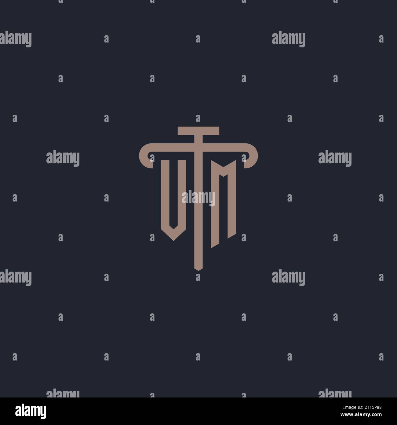 VM initial logo monogram with pillar icon design vector Stock Vector