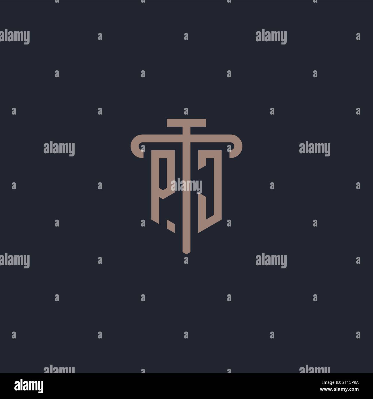 PJ initial logo monogram with pillar icon design vector Stock Vector