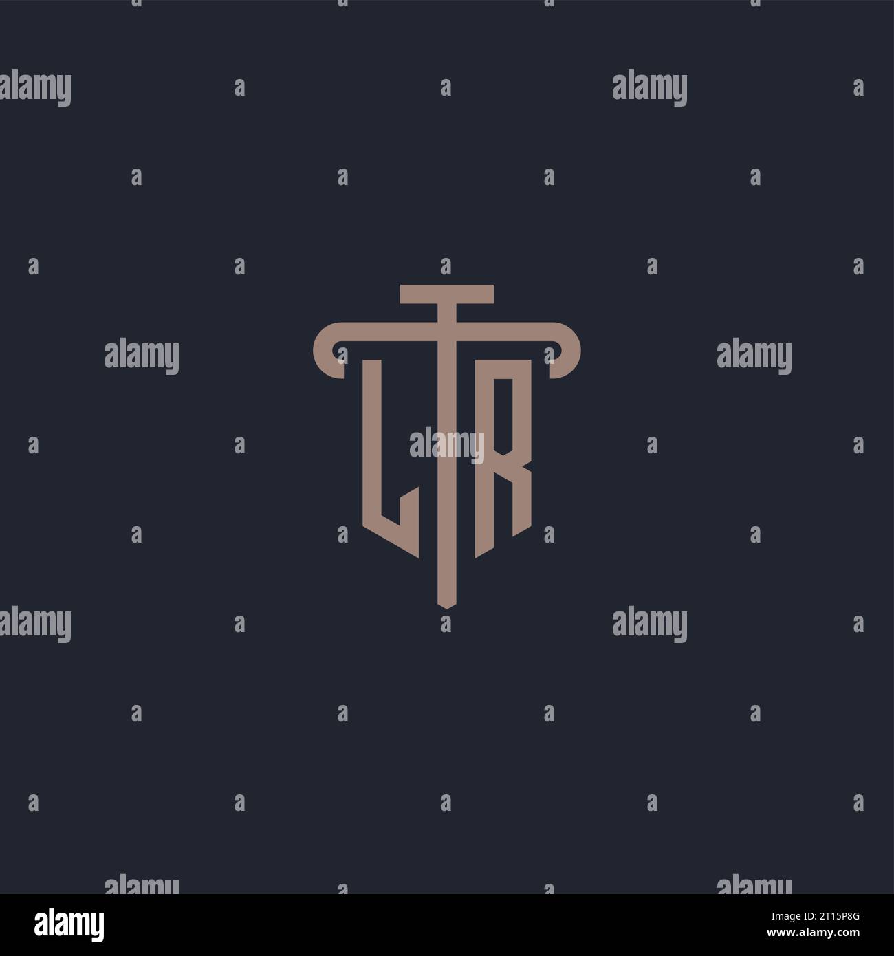 LR initial logo monogram with pillar icon design vector Stock Vector