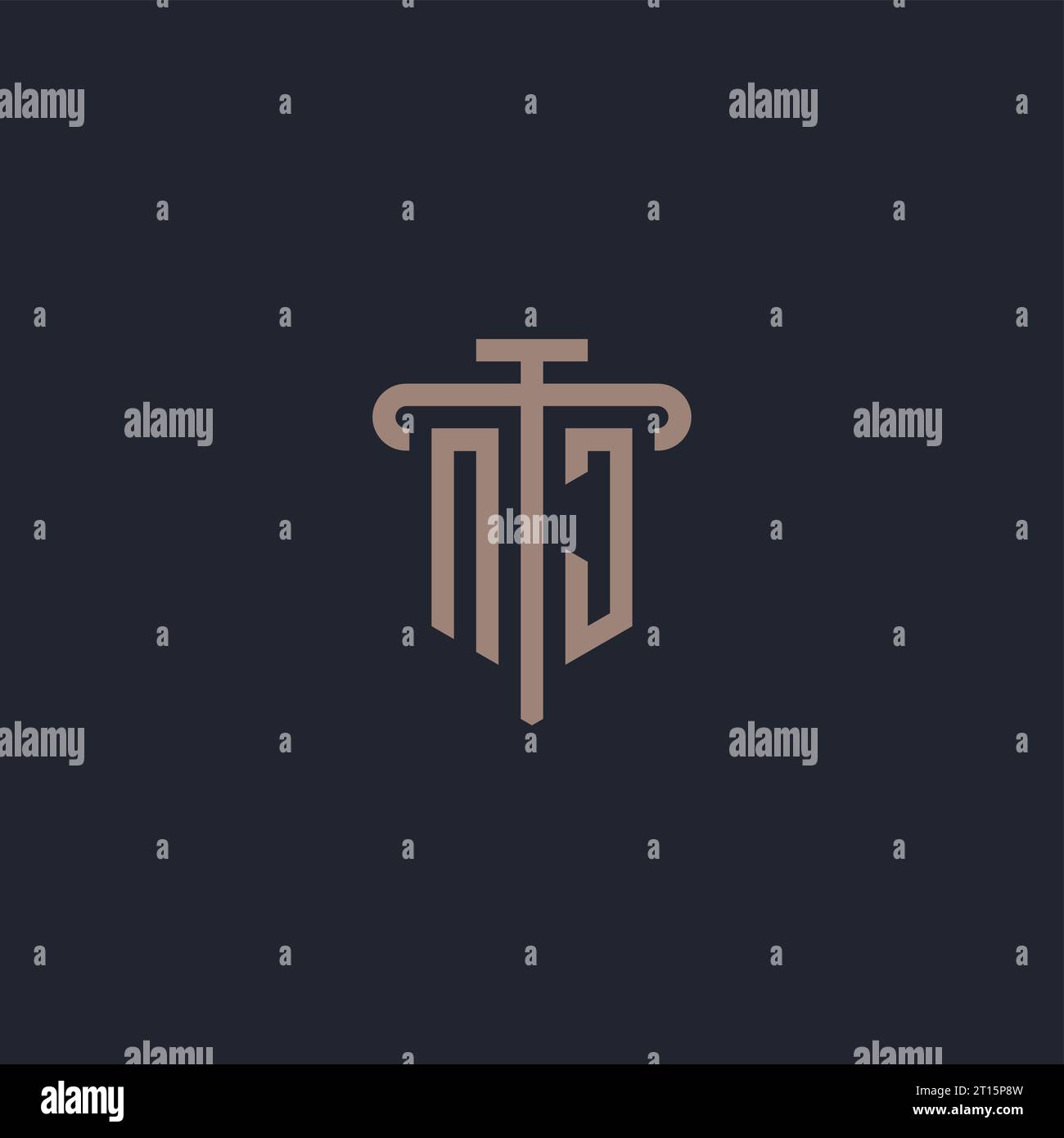 NJ initial logo monogram with pillar icon design vector Stock Vector
