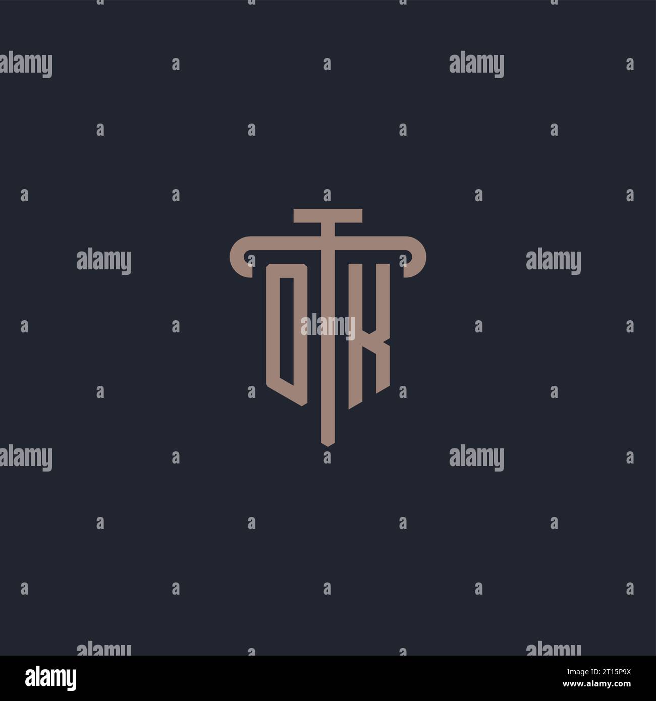 OK initial logo monogram with pillar icon design vector Stock Vector