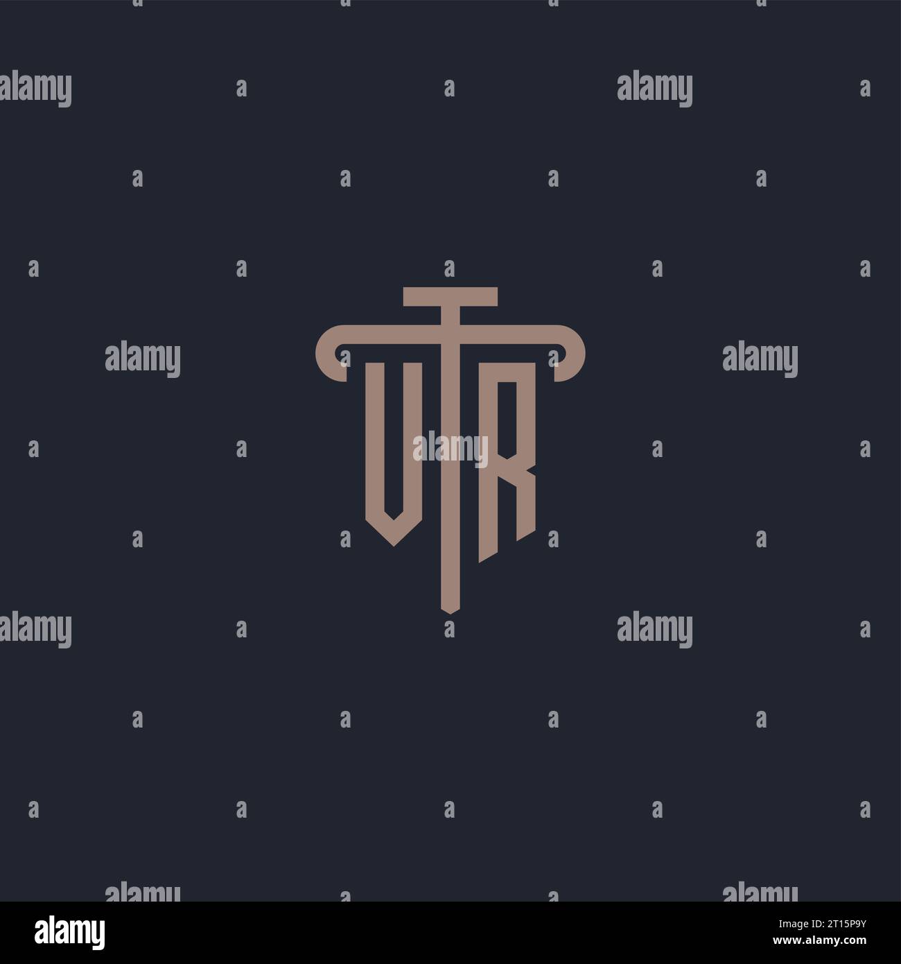 VR initial logo monogram with pillar icon design vector Stock Vector