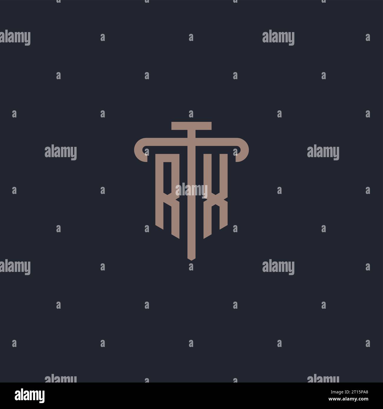 RX initial logo monogram with pillar icon design vector Stock Vector