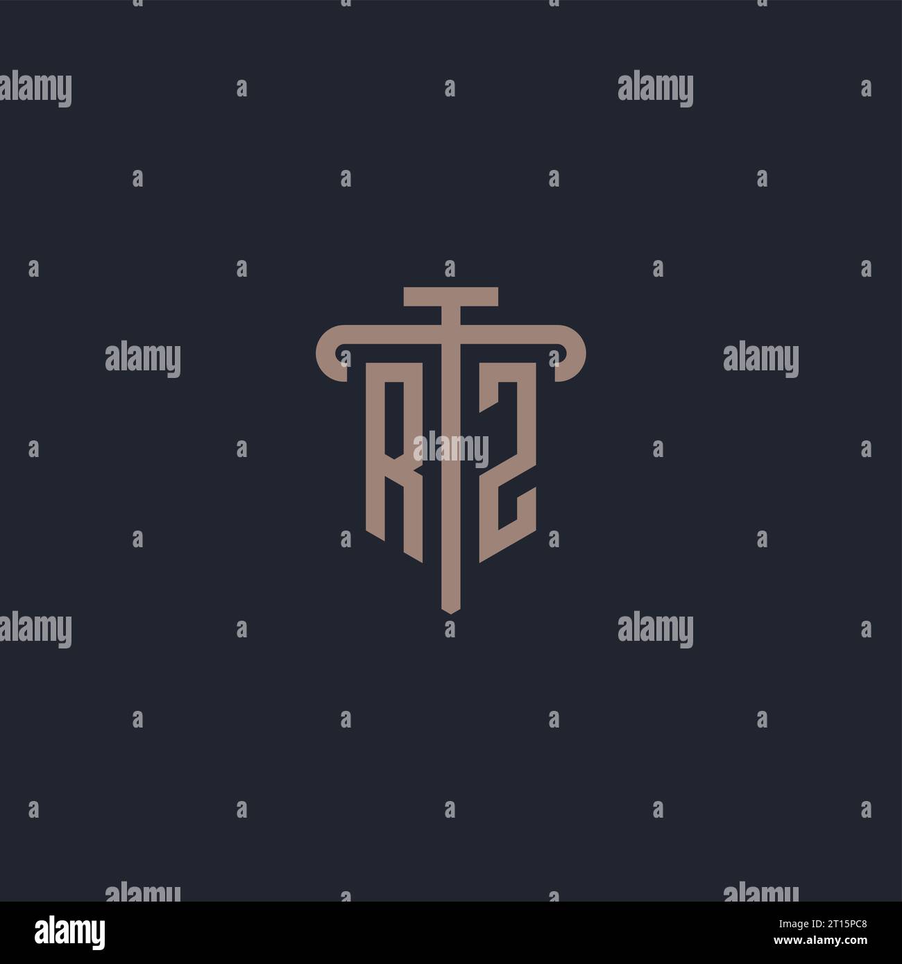 RZ initial logo monogram with pillar icon design vector Stock Vector