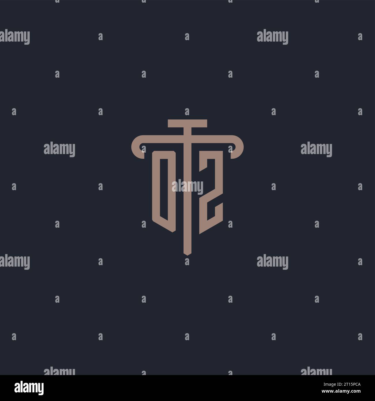 OZ initial logo monogram with pillar icon design vector Stock Vector