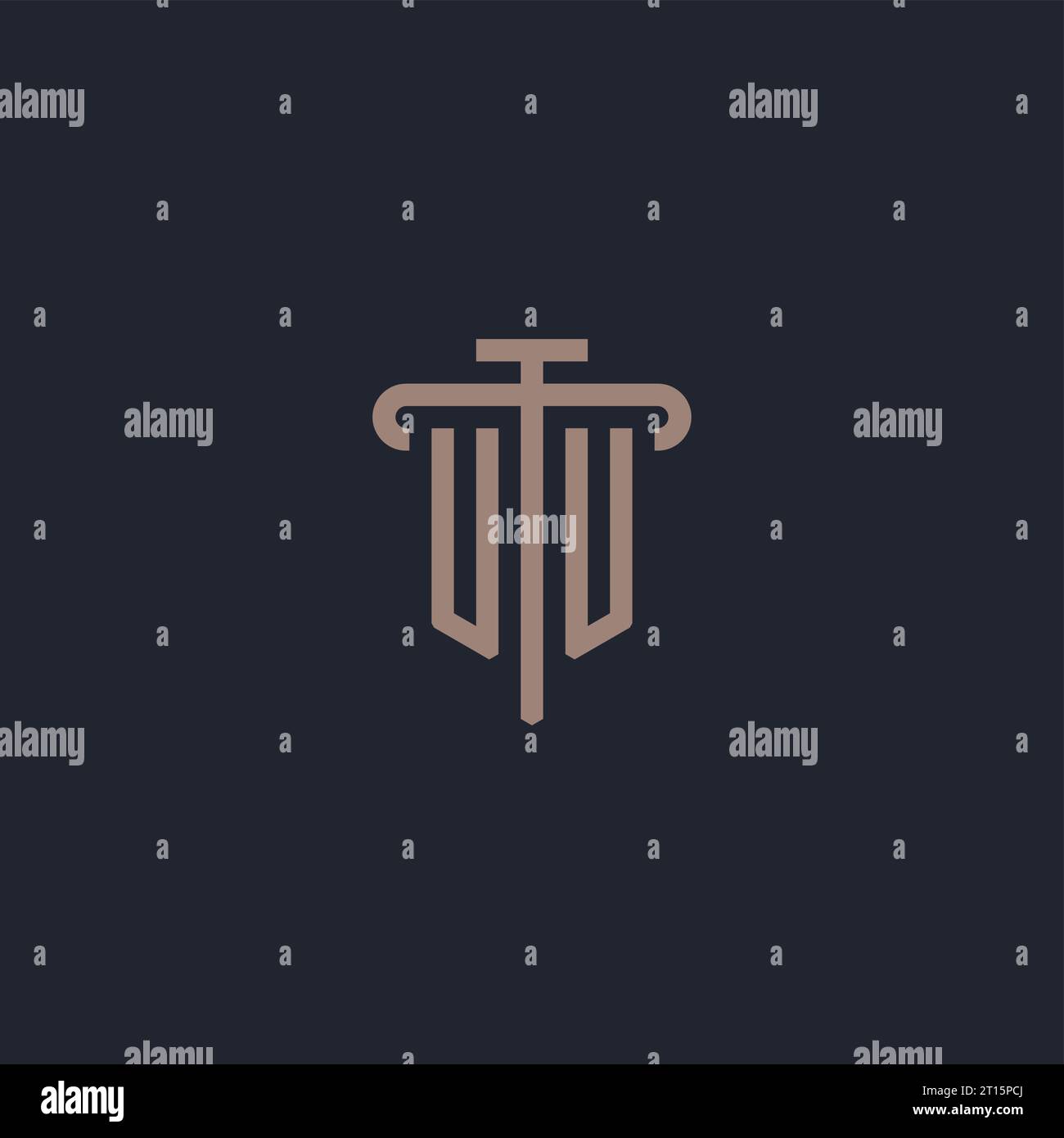 UU initial logo monogram with pillar icon design vector Stock Vector