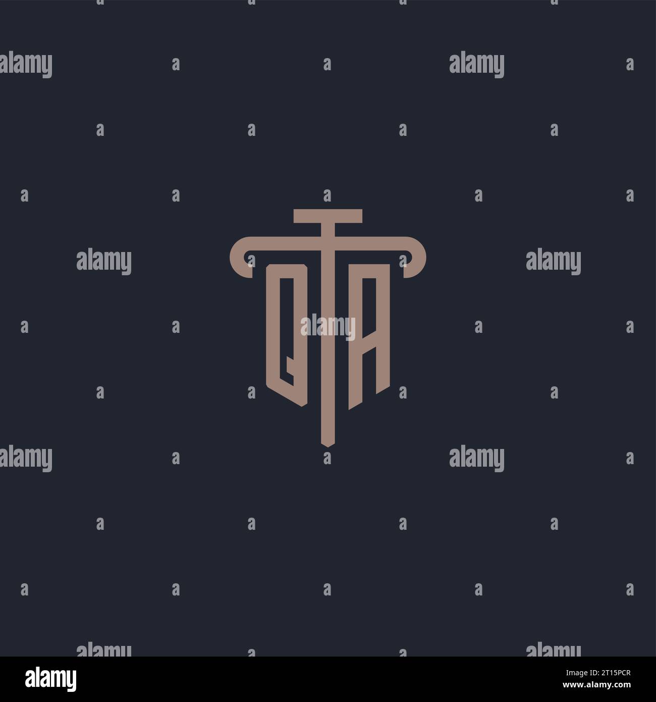QA initial logo monogram with pillar icon design vector Stock Vector