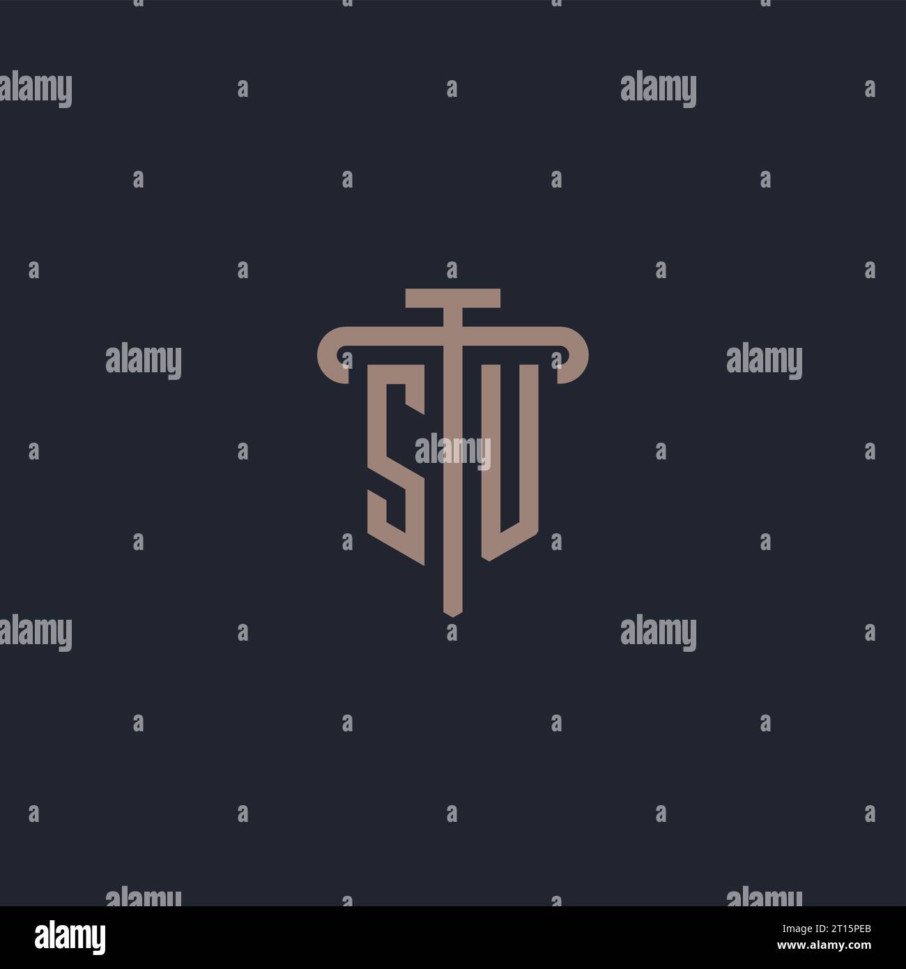SU initial logo monogram with pillar icon design vector Stock Vector