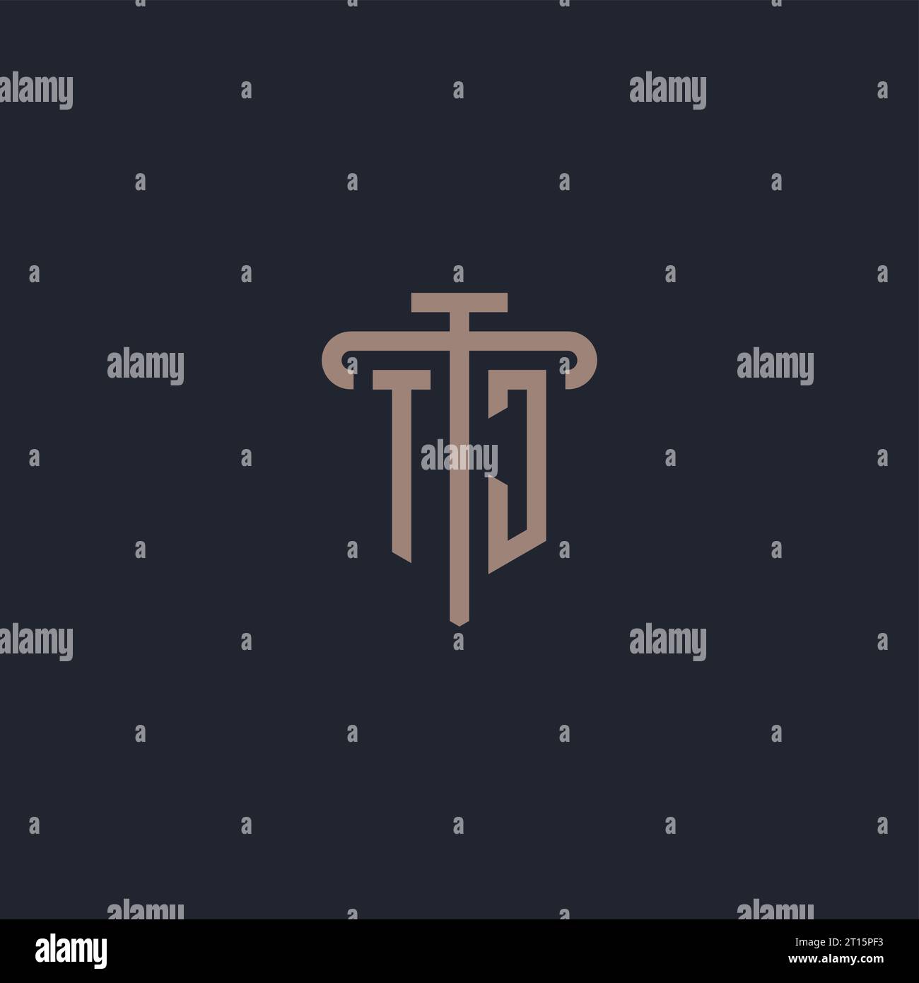 TJ initial logo monogram with pillar icon design vector Stock Vector