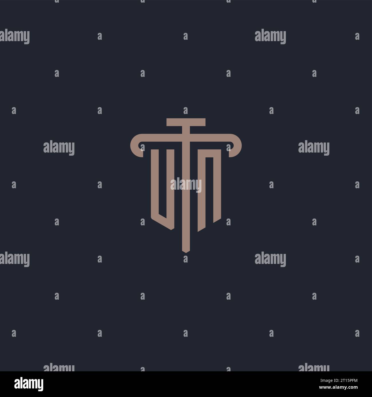 UN initial logo monogram with pillar icon design vector Stock Vector
