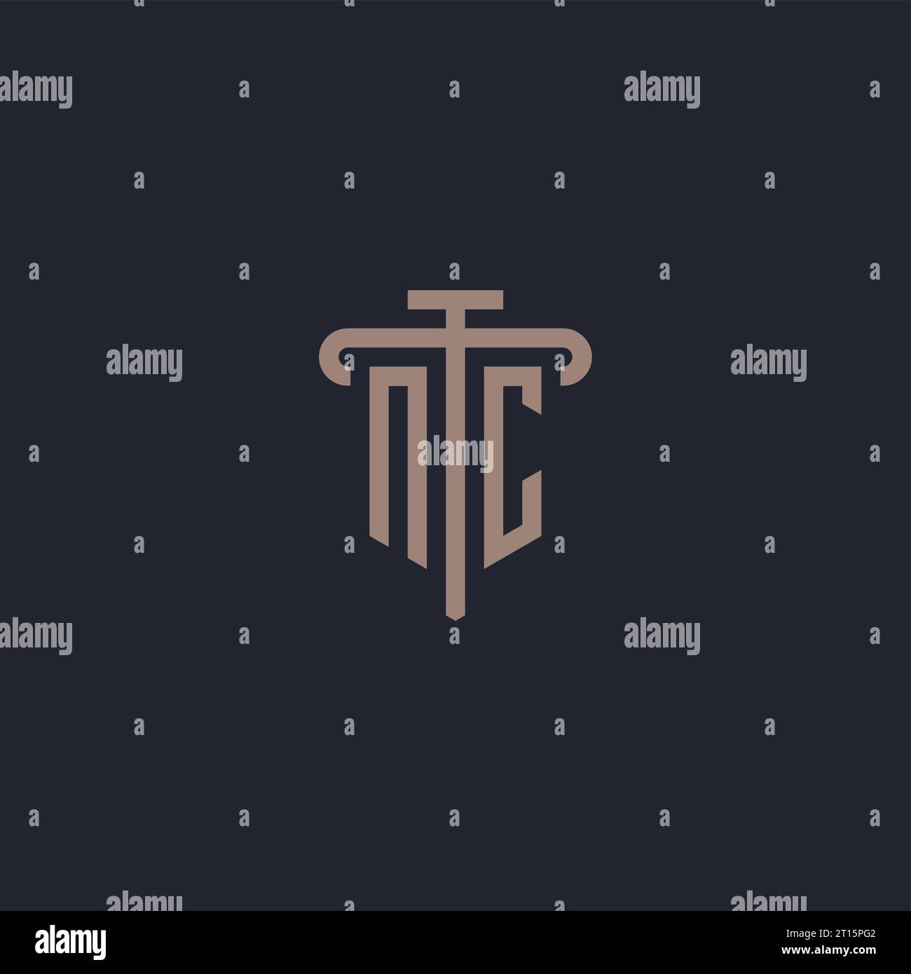 NC initial logo monogram with pillar icon design vector Stock Vector