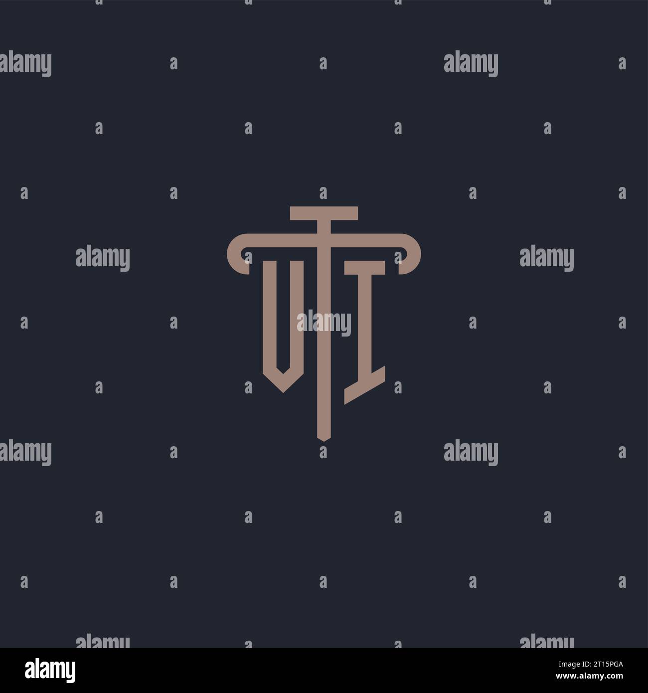 VI initial logo monogram with pillar icon design vector Stock Vector