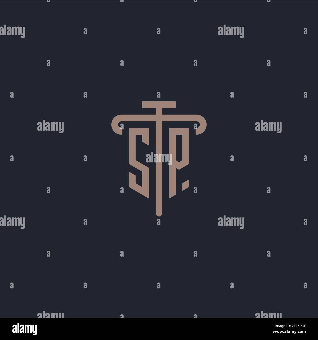 SP initial logo monogram with pillar icon design vector Stock Vector