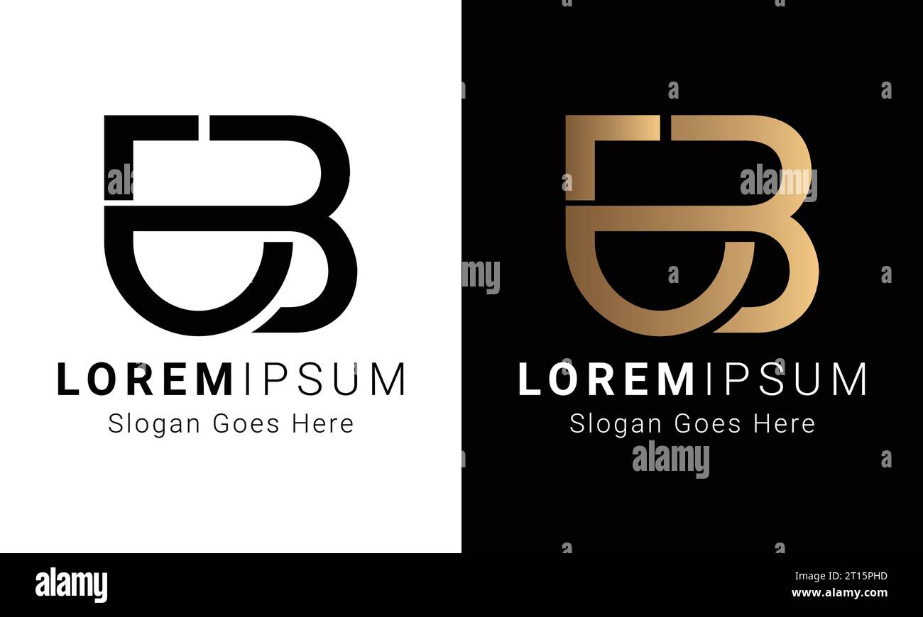 Luxury Initial JB or BJ Monogram Text Letter Logo Design Stock Vector