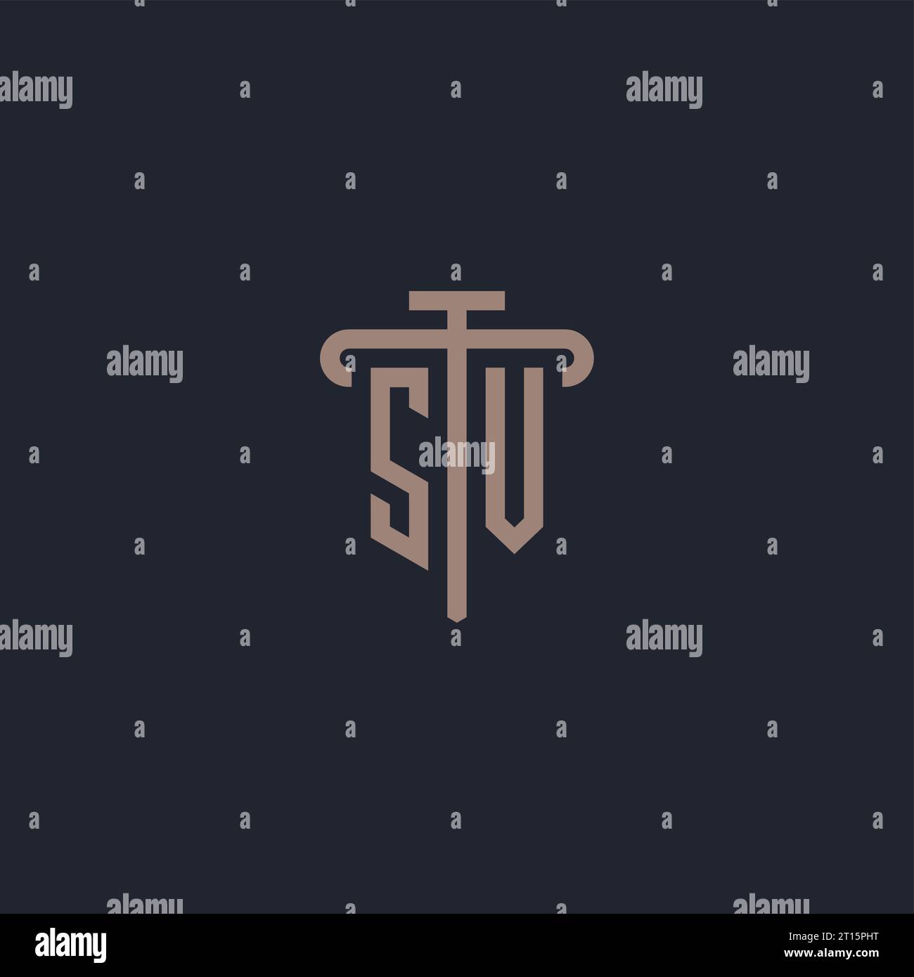 SV initial logo monogram with pillar icon design vector Stock Vector