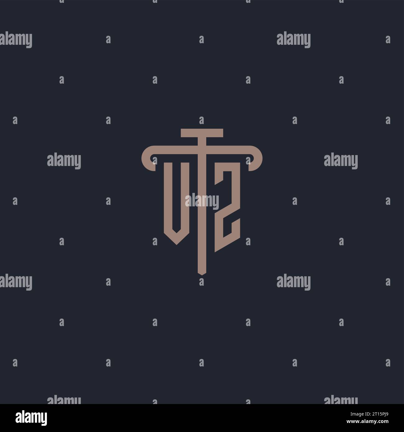 VZ initial logo monogram with pillar icon design vector Stock Vector