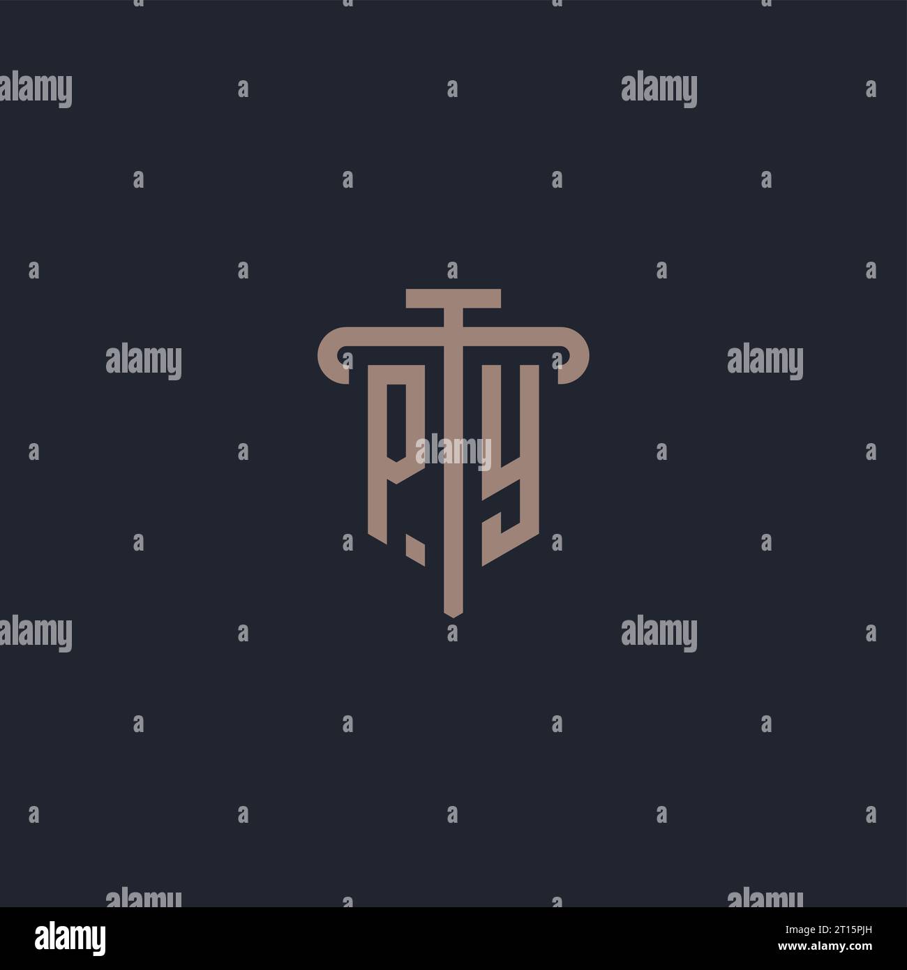 PY initial logo monogram with pillar icon design vector Stock Vector