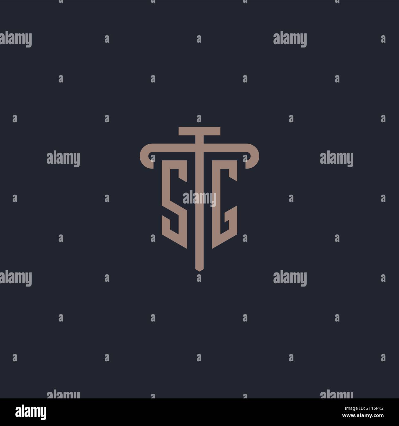 SG initial logo monogram with pillar icon design vector Stock Vector