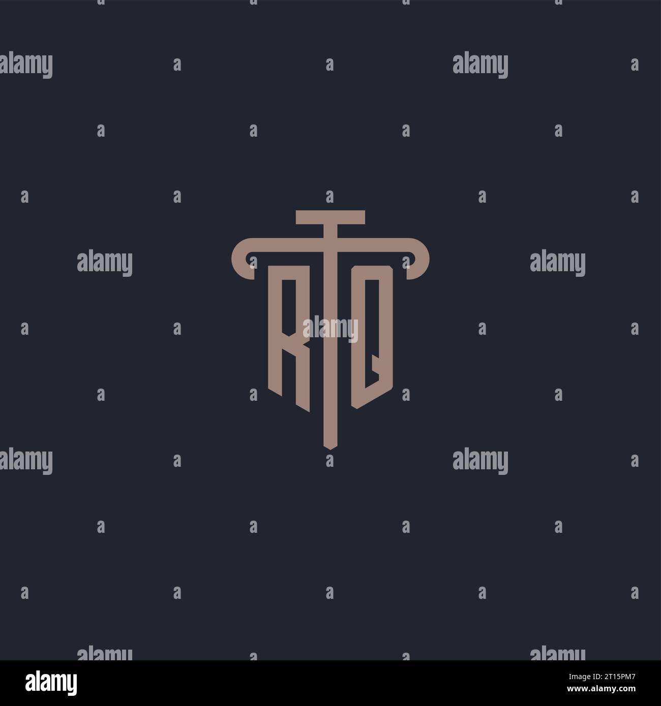 RQ initial logo monogram with pillar icon design vector Stock Vector