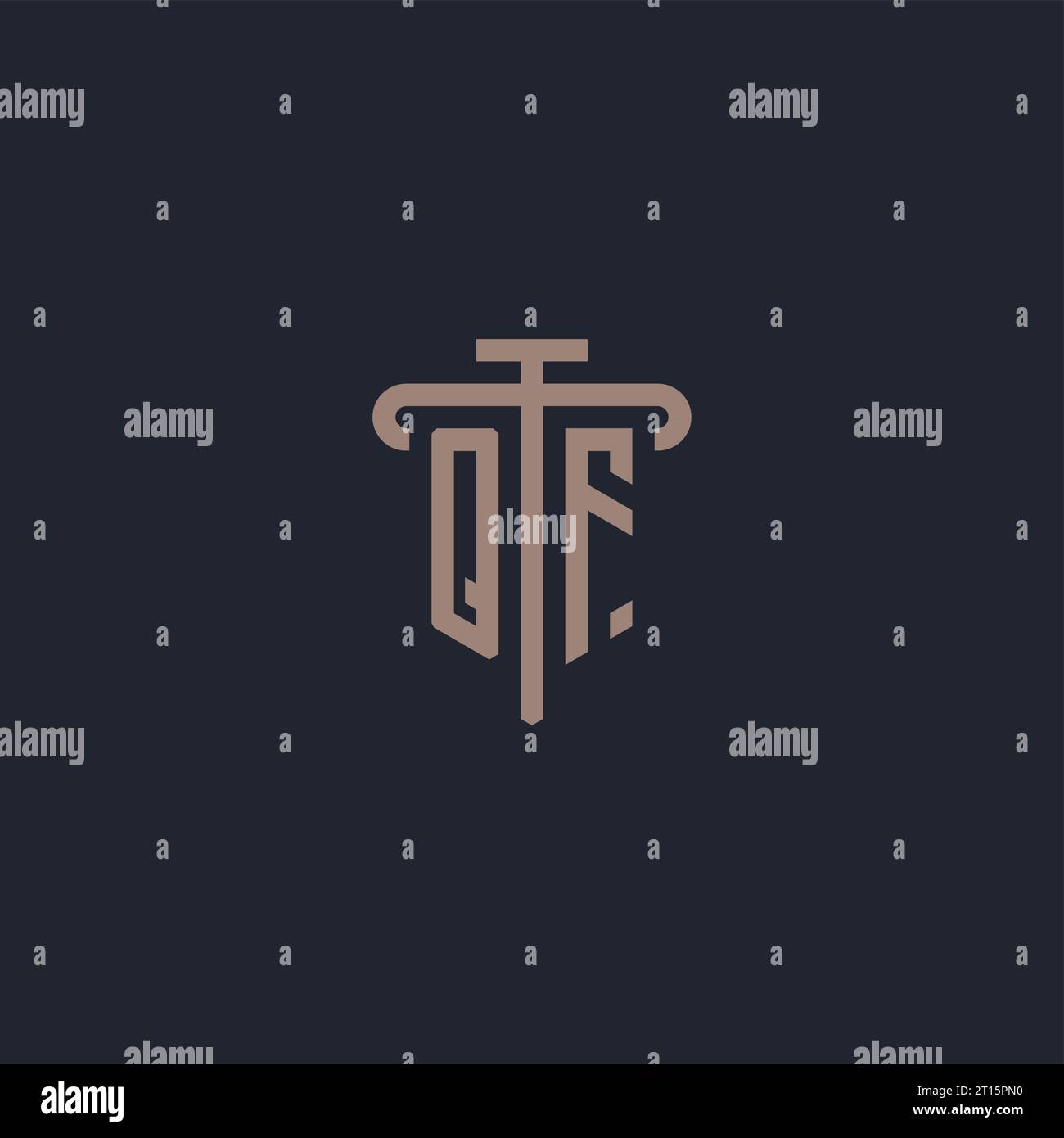 QF initial logo monogram with pillar icon design vector Stock Vector