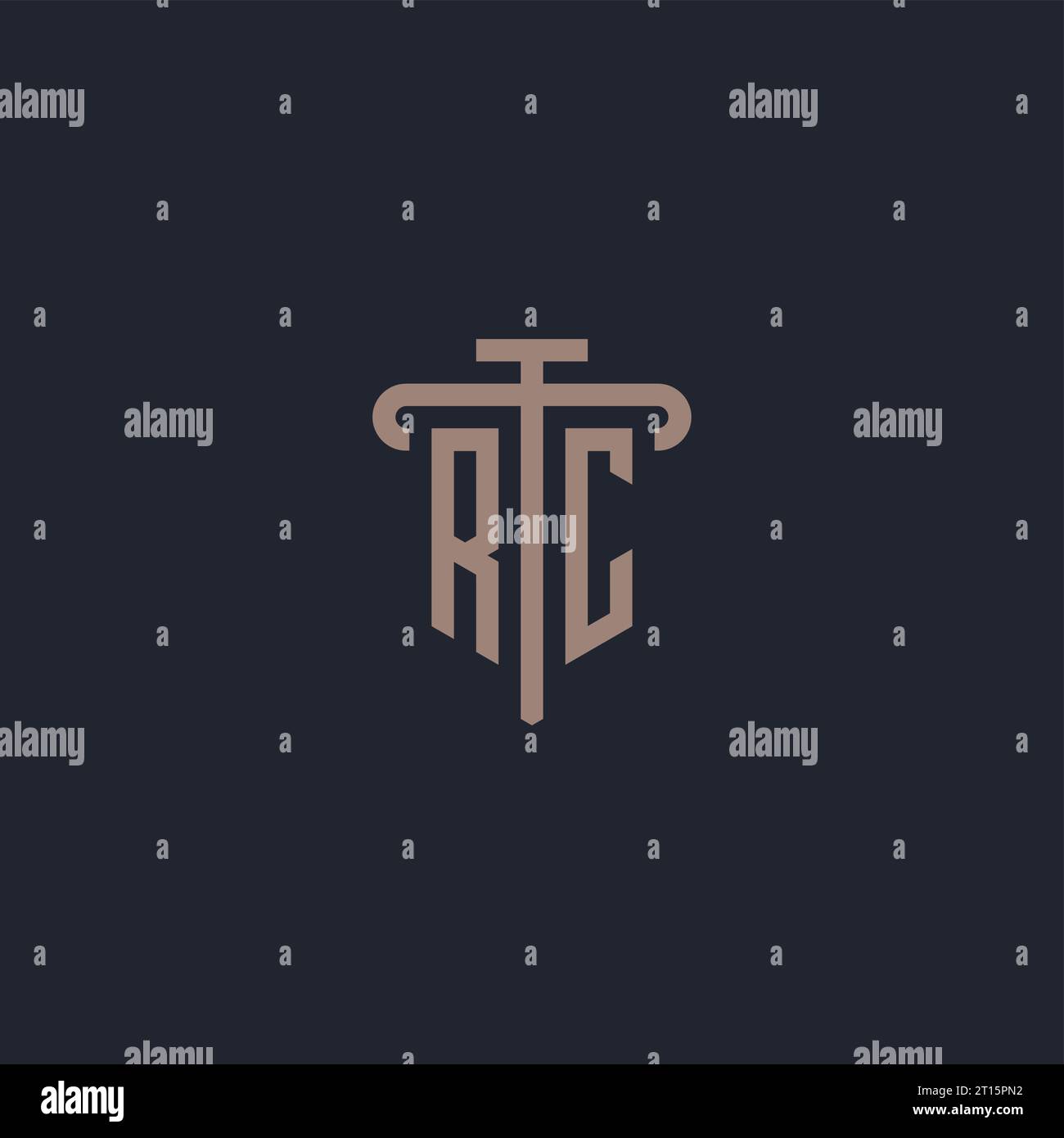 RC initial logo monogram with pillar icon design vector Stock Vector