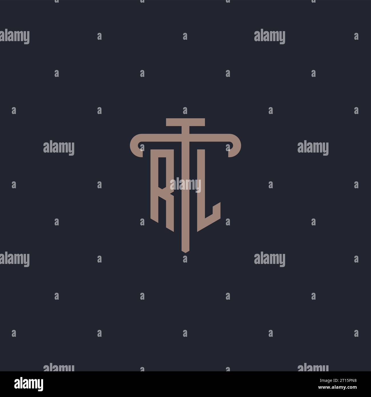 RL initial logo monogram with pillar icon design vector Stock Vector