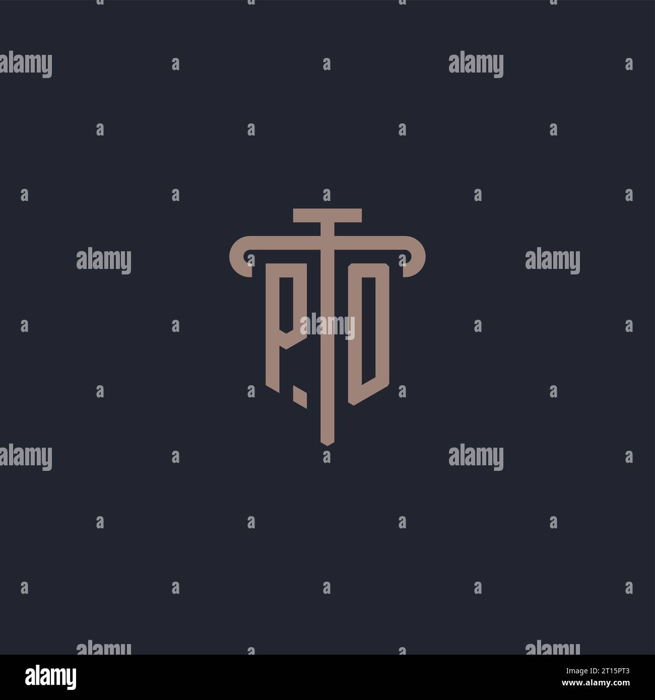 PO initial logo monogram with pillar icon design vector Stock Vector