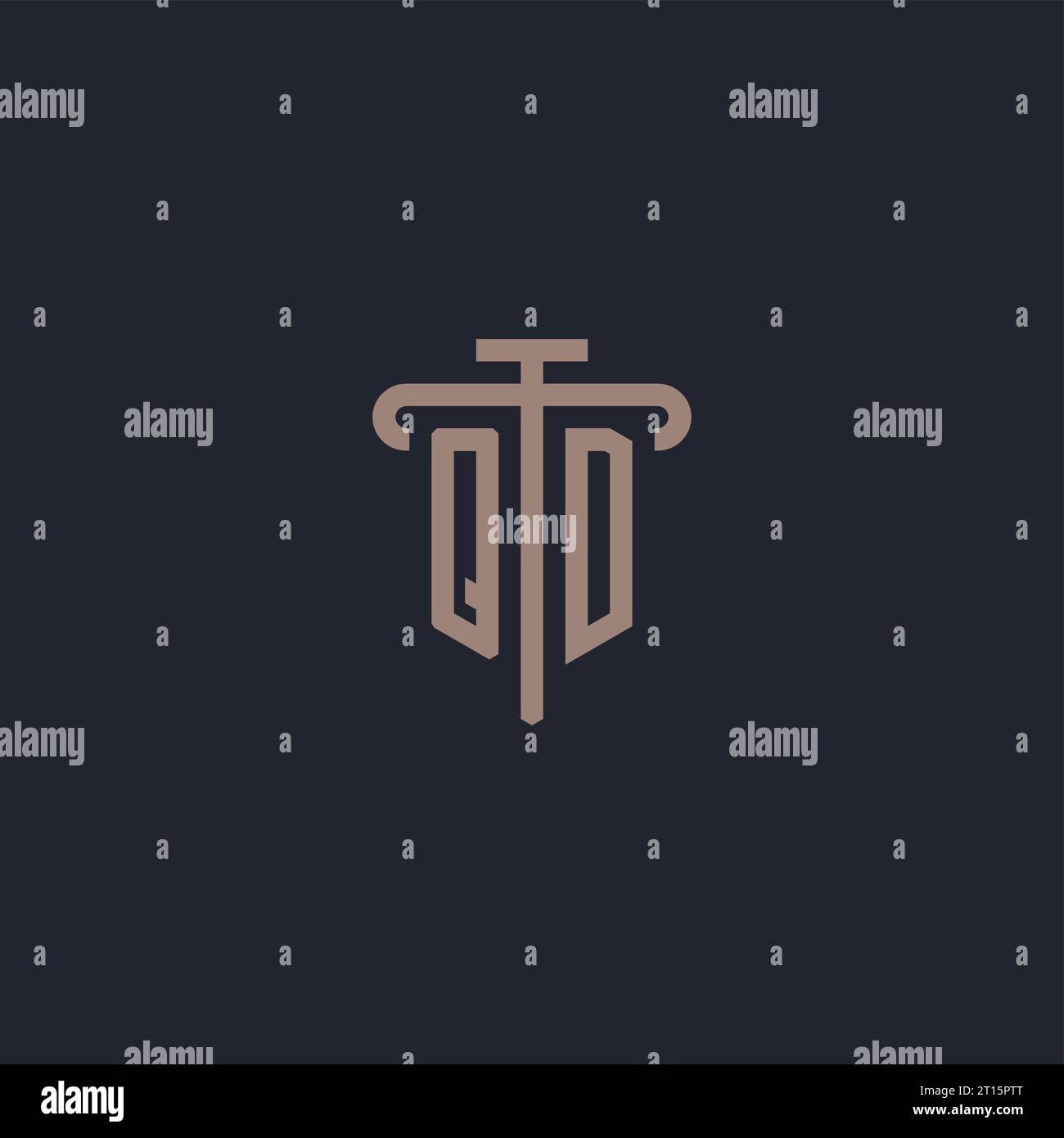 QD initial logo monogram with pillar icon design vector Stock Vector