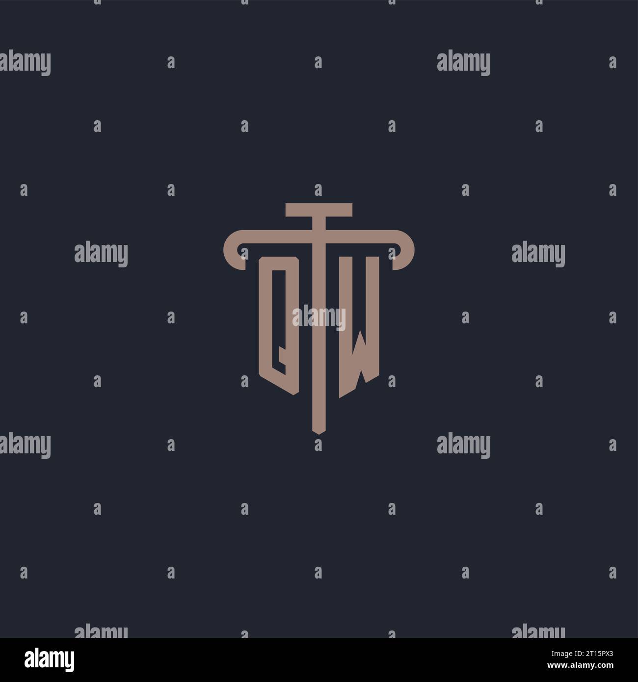 QW initial logo monogram with pillar icon design vector Stock Vector