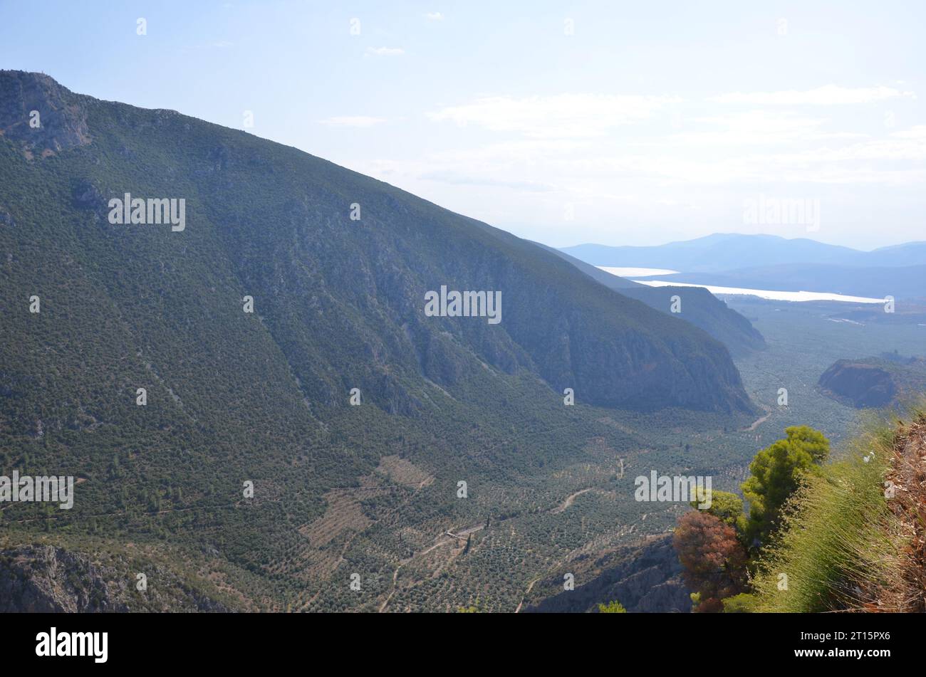 The View towards Itea from Delphi Stock Photo