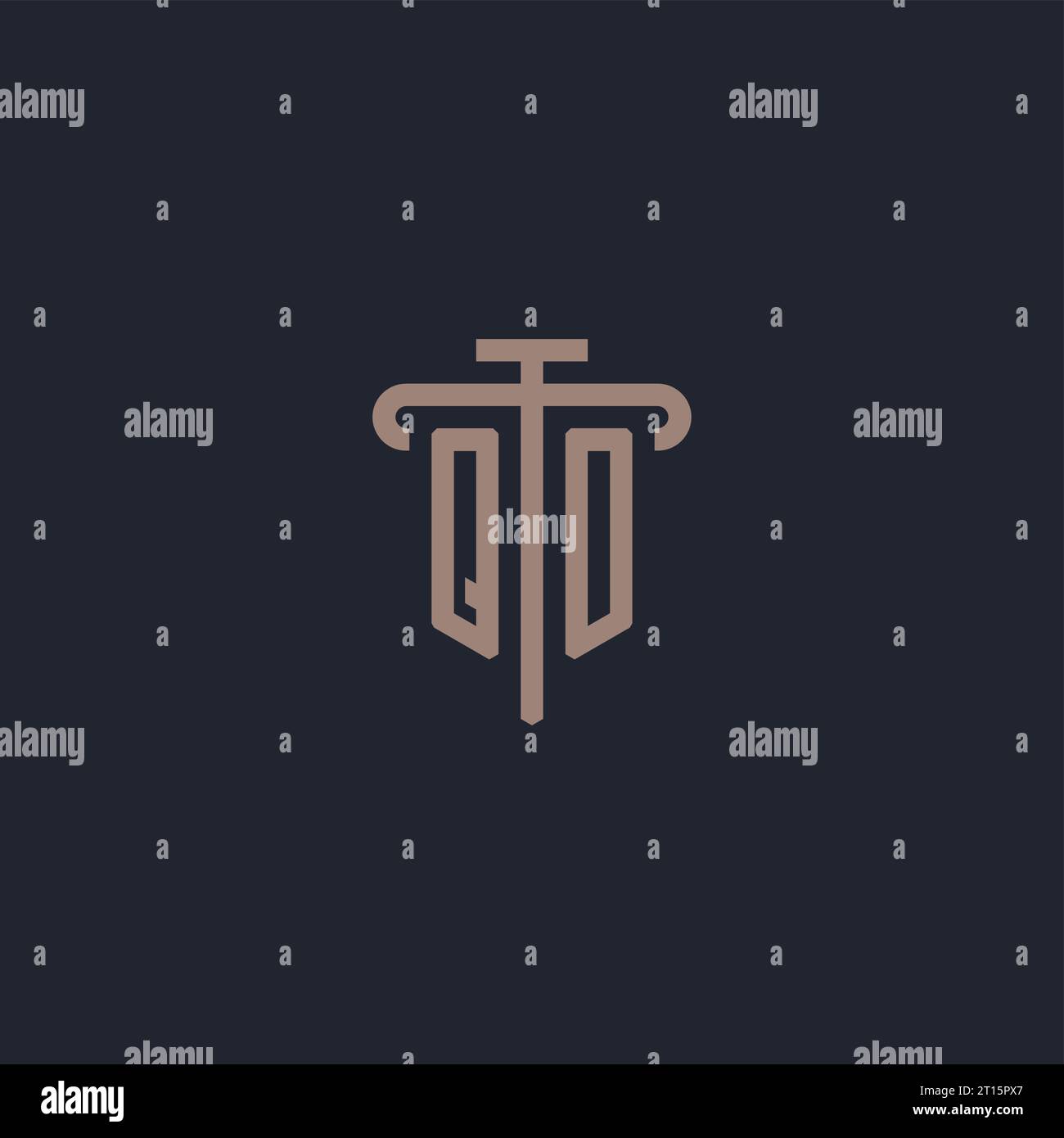 QO initial logo monogram with pillar icon design vector Stock Vector