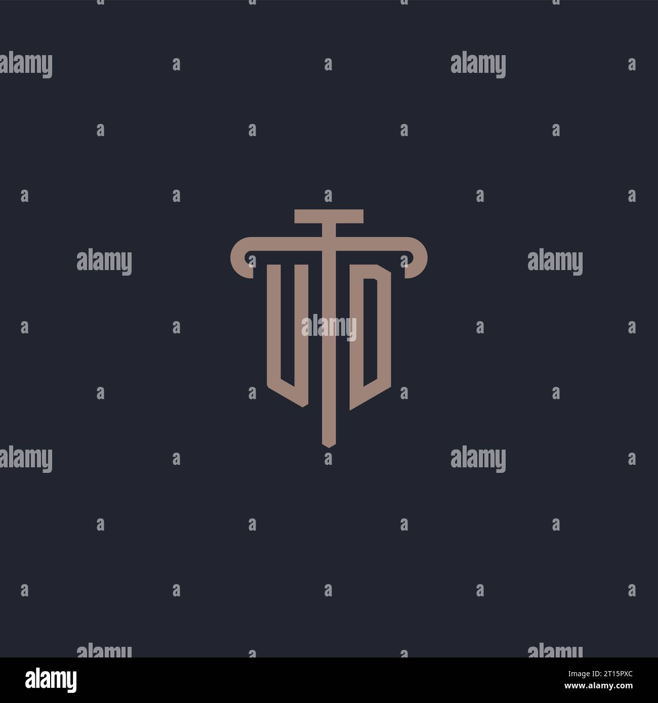 UD initial logo monogram with pillar icon design vector Stock Vector