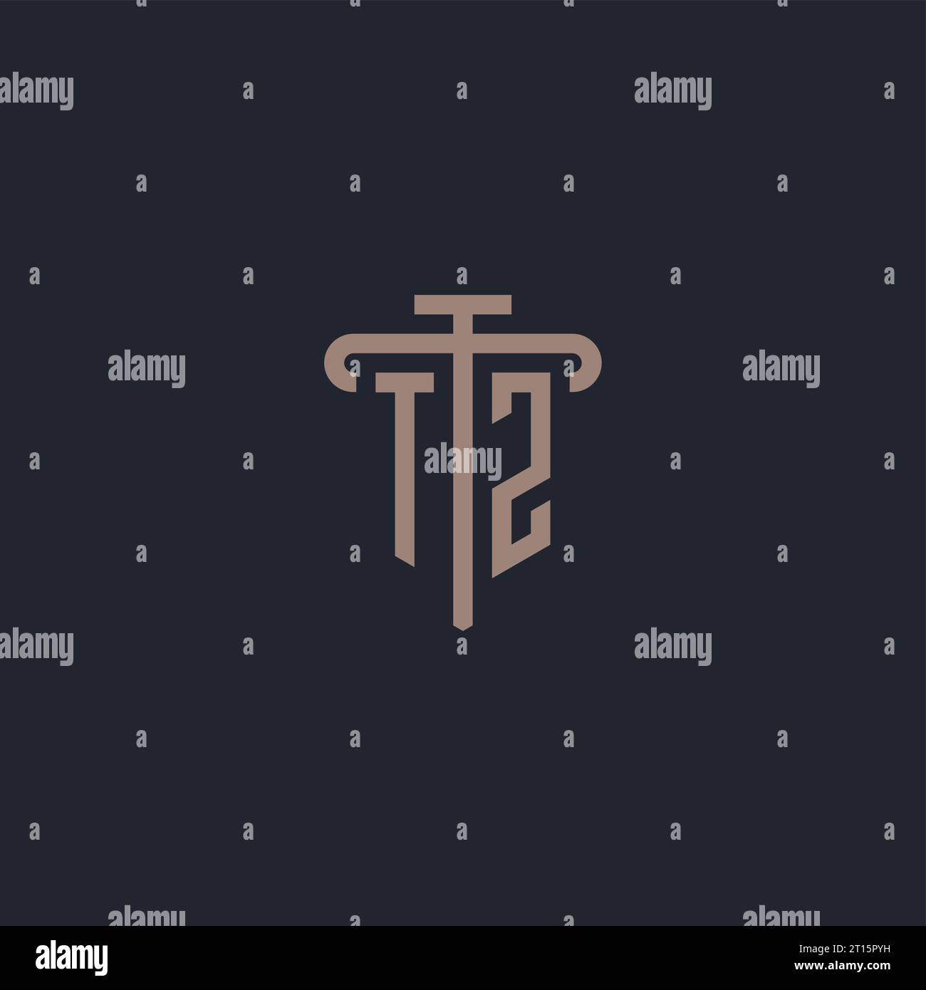TZ initial logo monogram with pillar icon design vector Stock Vector