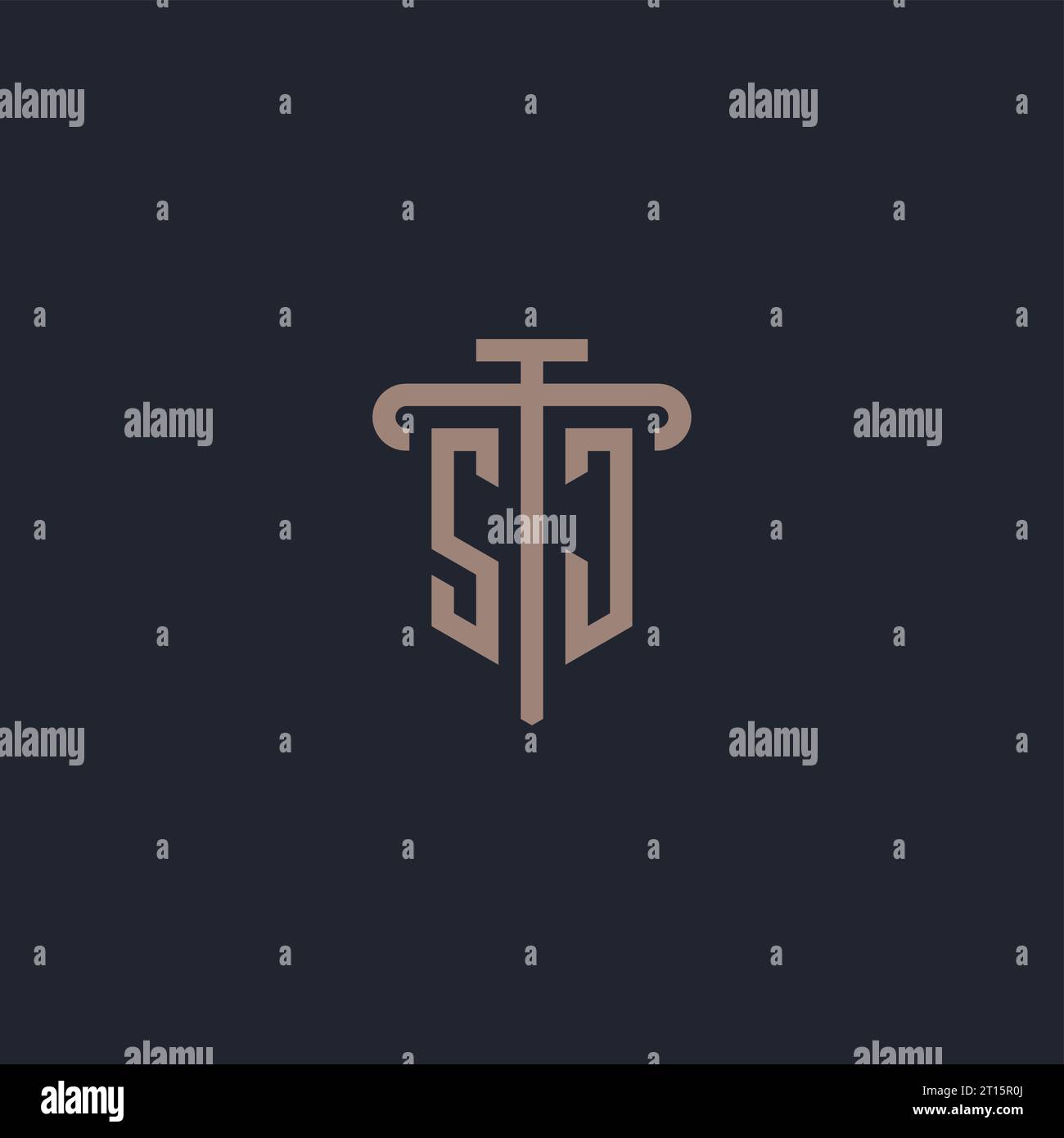 SJ initial logo monogram with pillar icon design vector Stock Vector