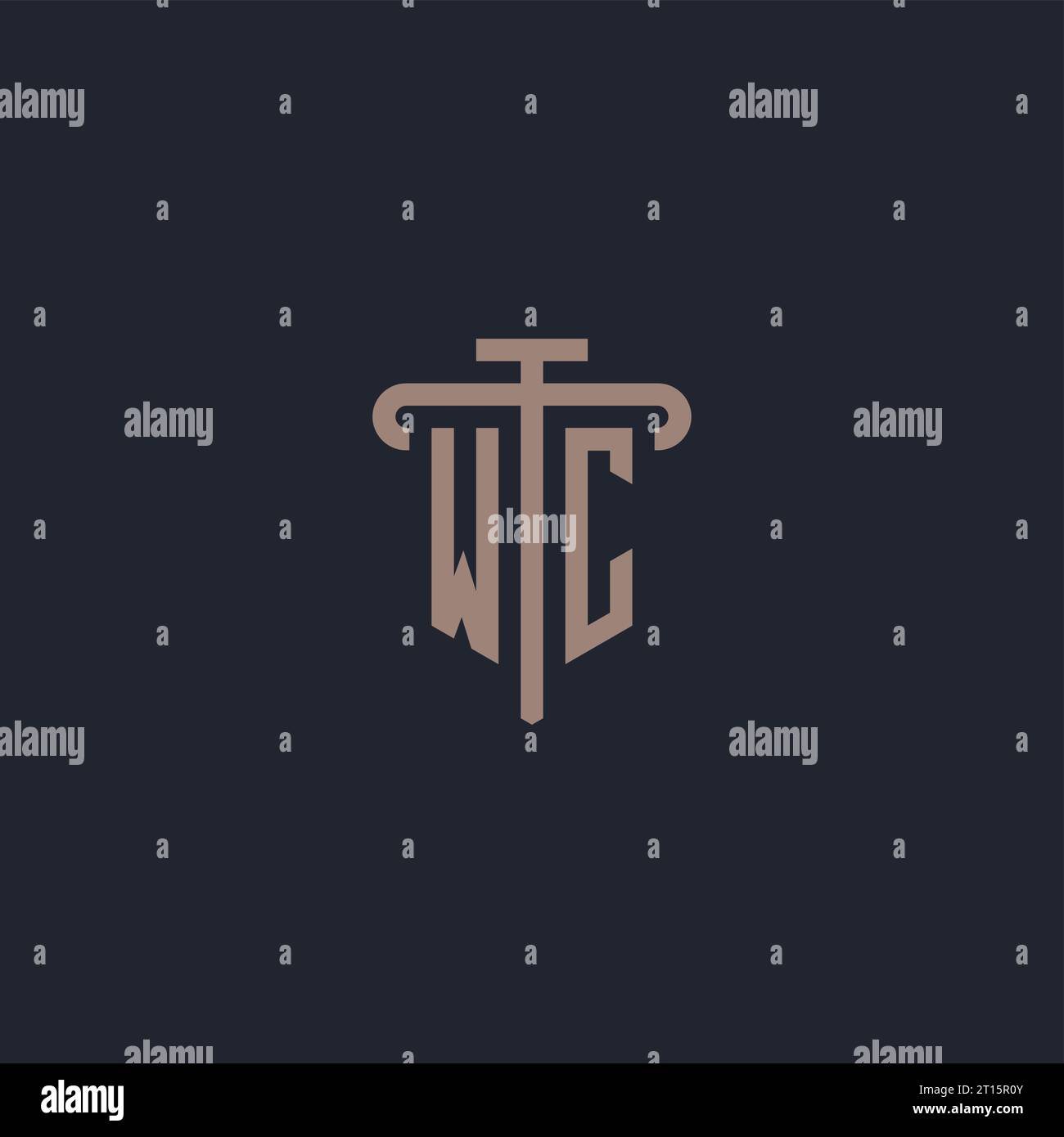 WC initial logo monogram with pillar icon design vector Stock Vector
