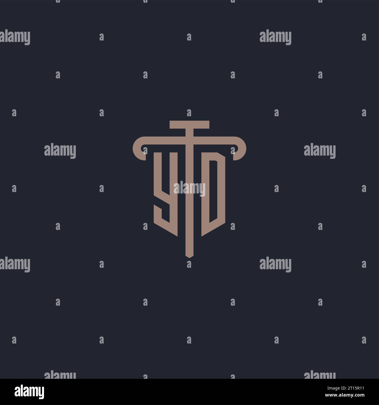 YD initial logo monogram with pillar icon design vector Stock Vector