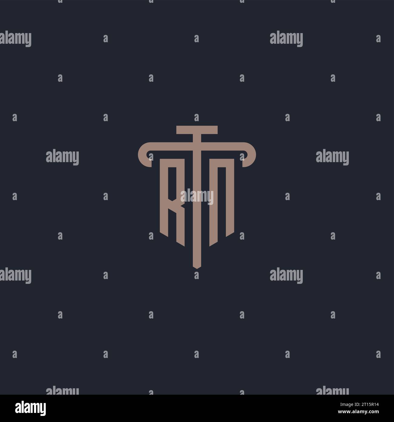 RN initial logo monogram with pillar icon design vector Stock Vector