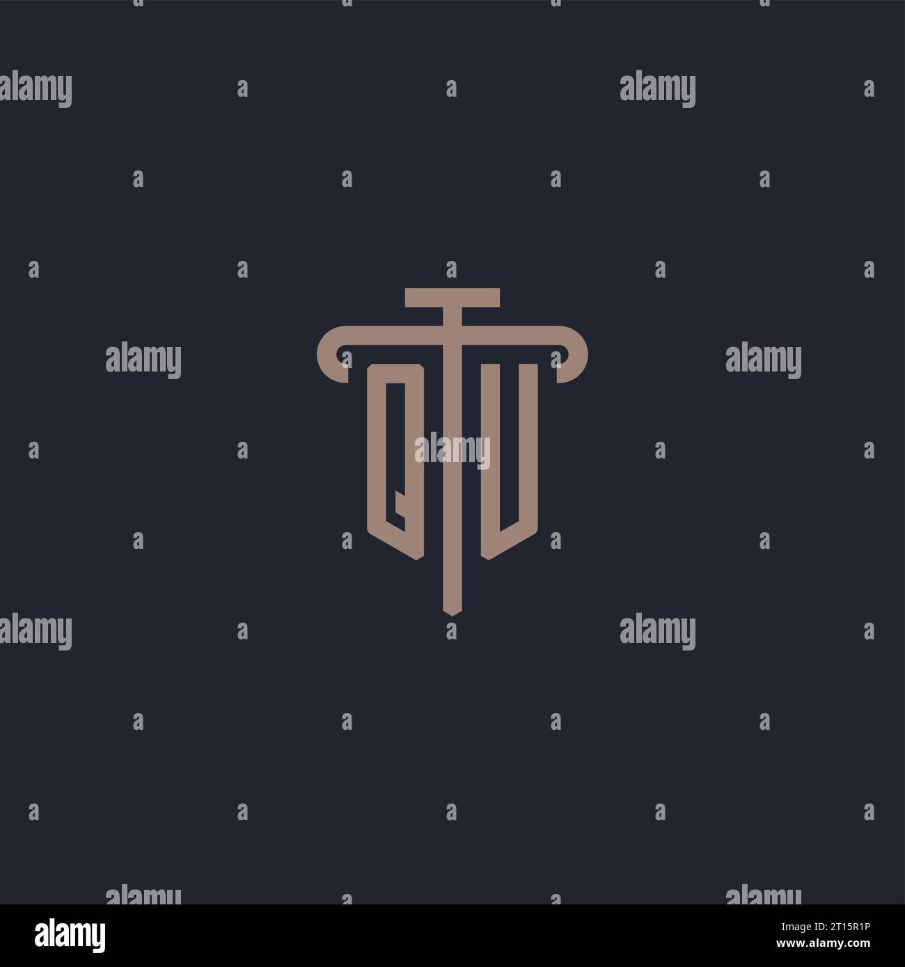 QU initial logo monogram with pillar icon design vector Stock Vector