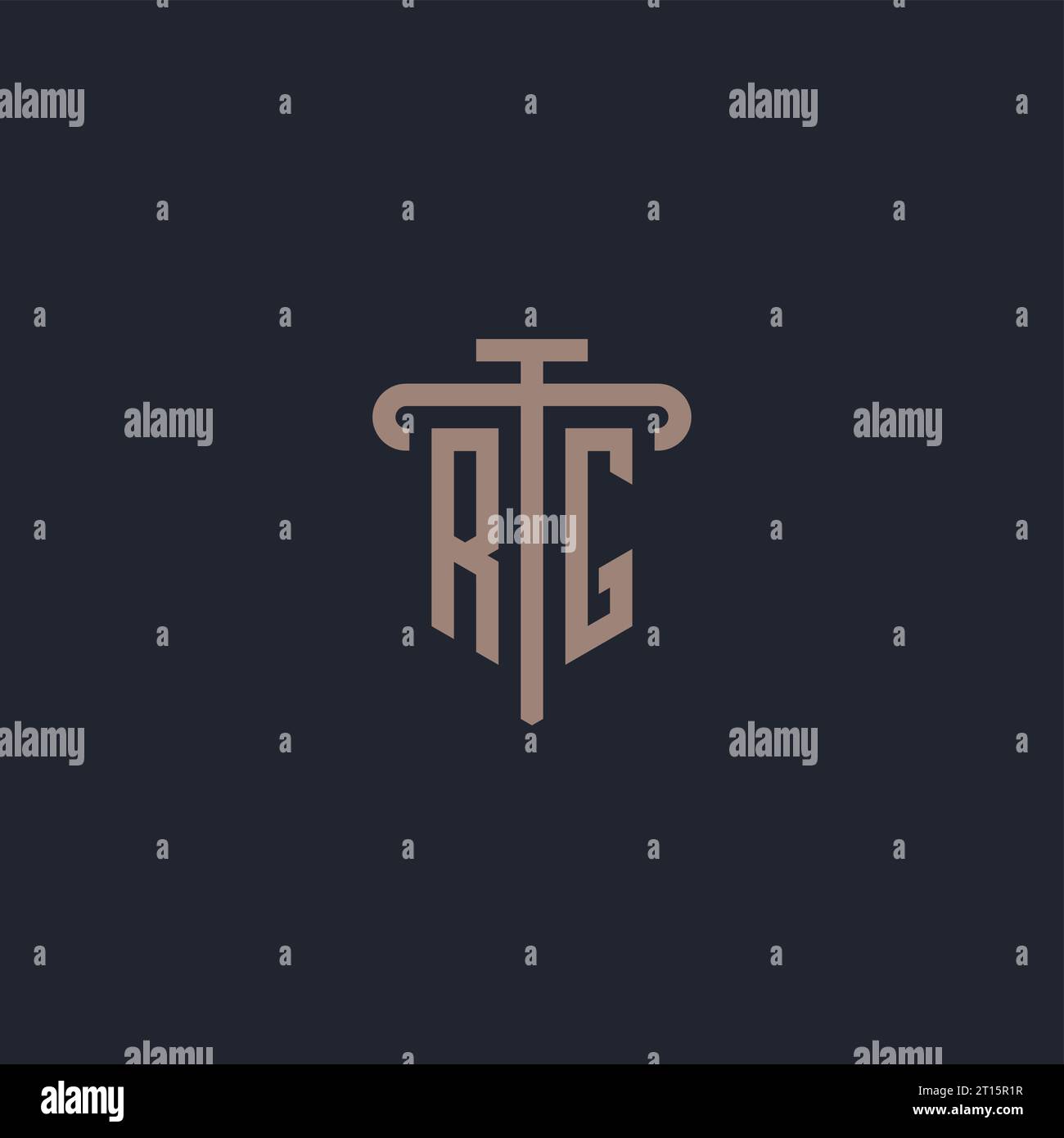 RG initial logo monogram with pillar icon design vector Stock Vector