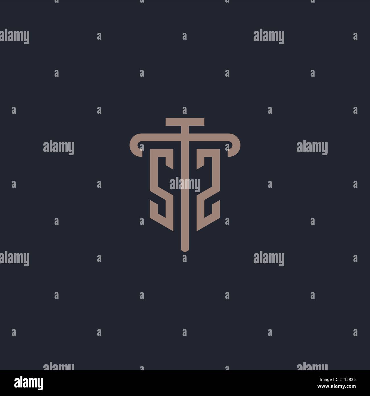 SZ initial logo monogram with pillar icon design vector Stock Vector