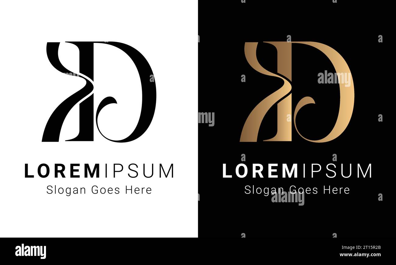 Luxury Initial KD or DK Monogram Text Letter Logo Design Stock Vector