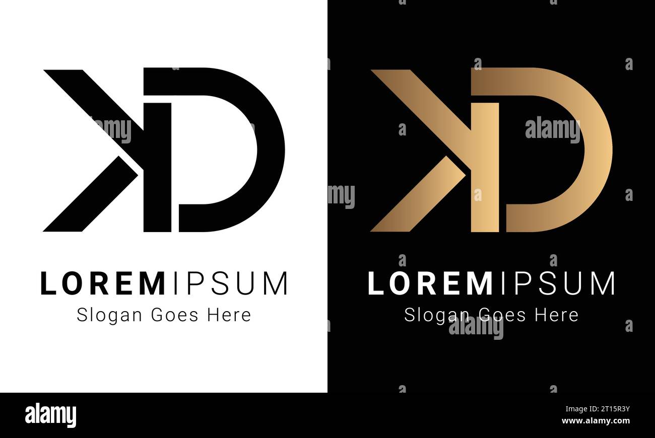 Luxury Initial KD or DK Monogram Text Letter Logo Design Stock Vector