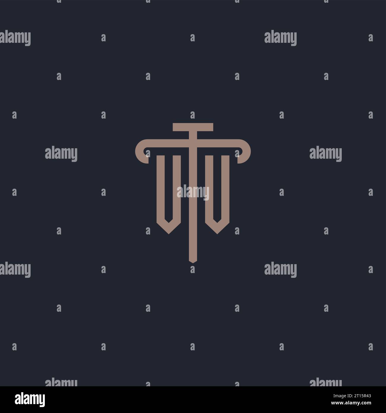 VV initial logo monogram with pillar icon design vector Stock Vector