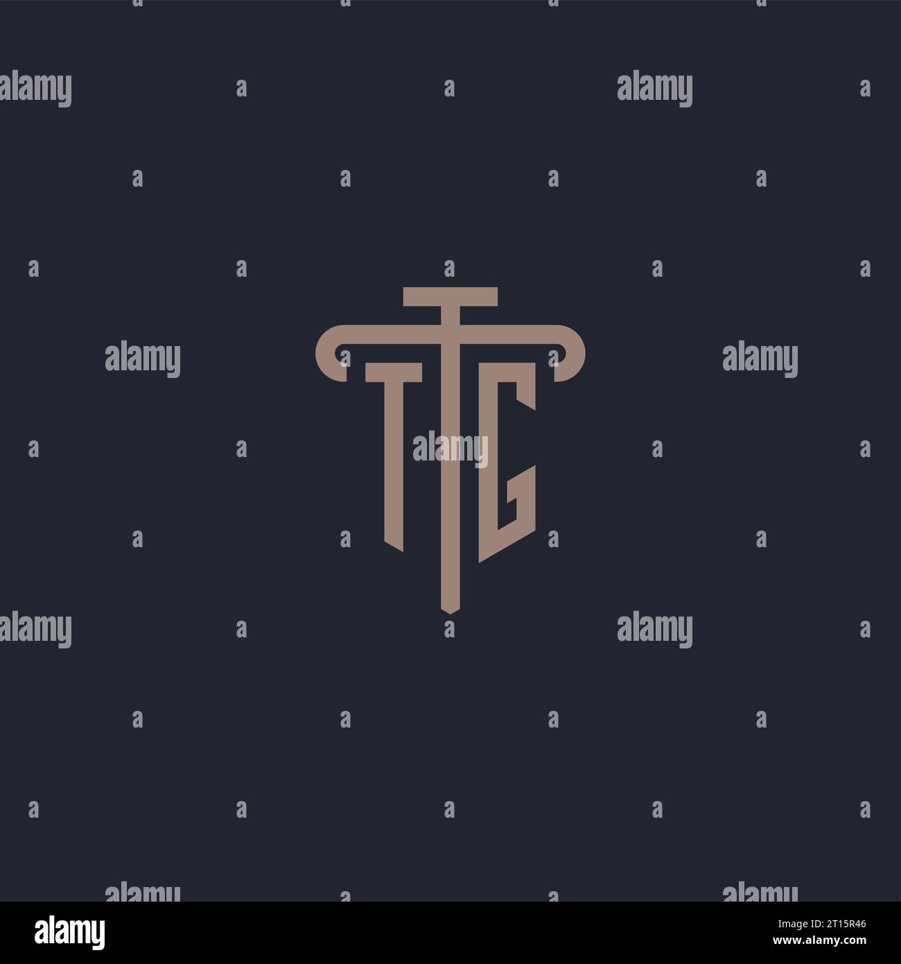 TG initial logo monogram with pillar icon design vector Stock Vector