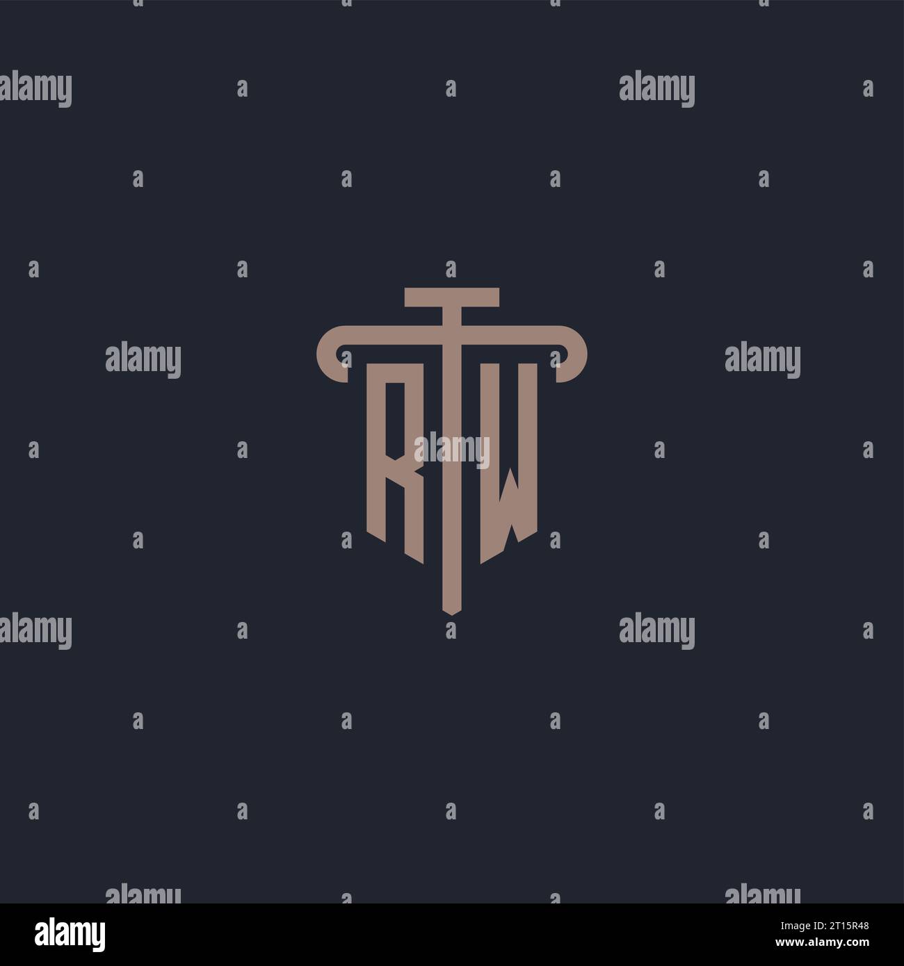 RW initial logo monogram with pillar icon design vector Stock Vector
