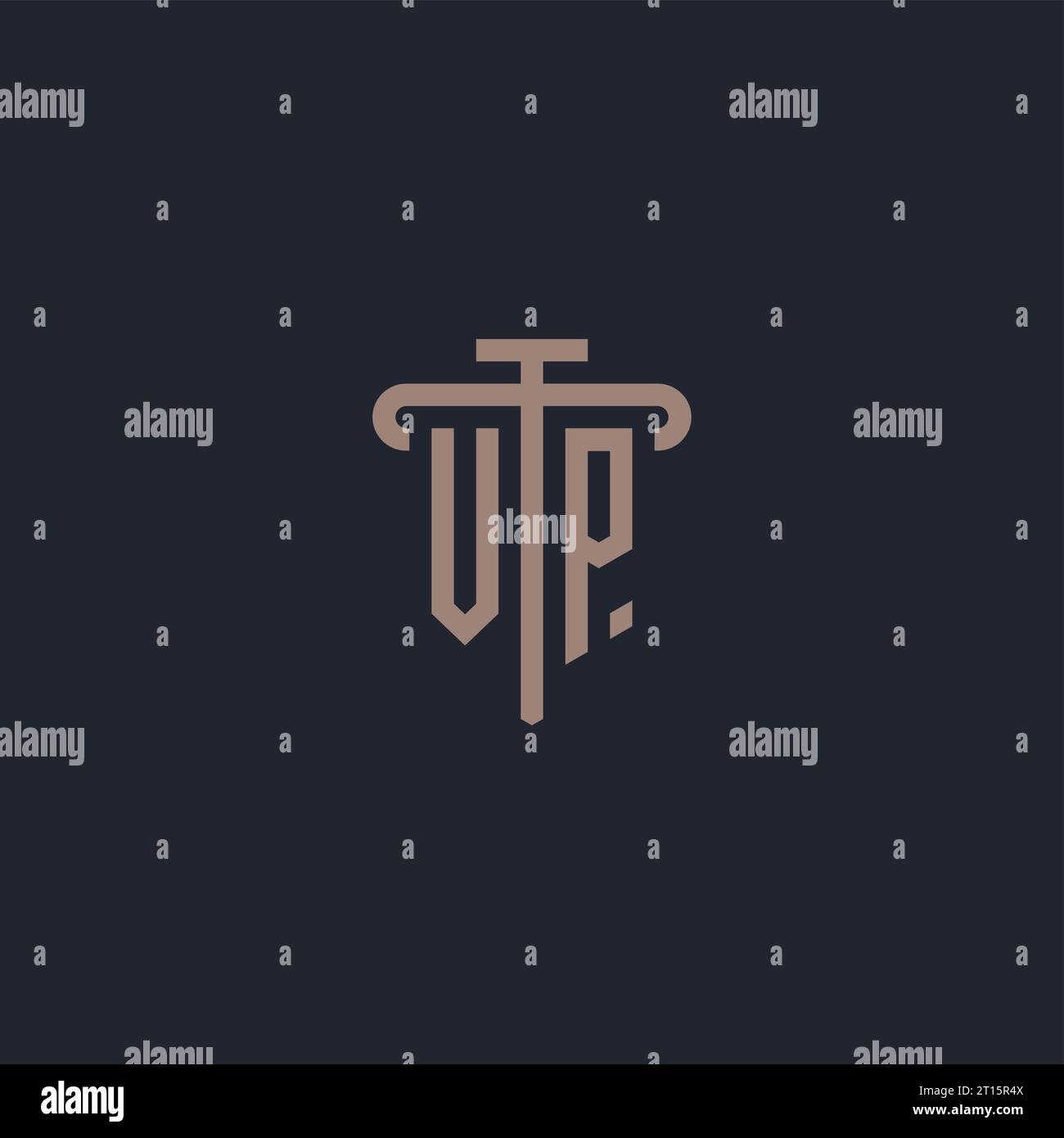 VP initial logo monogram with pillar icon design vector Stock Vector